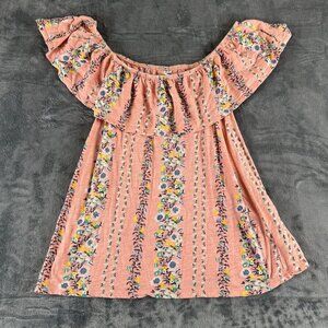Old Navy Womens Blouse Size M Pink Floral Off On Shoulder Peasant Boho Top